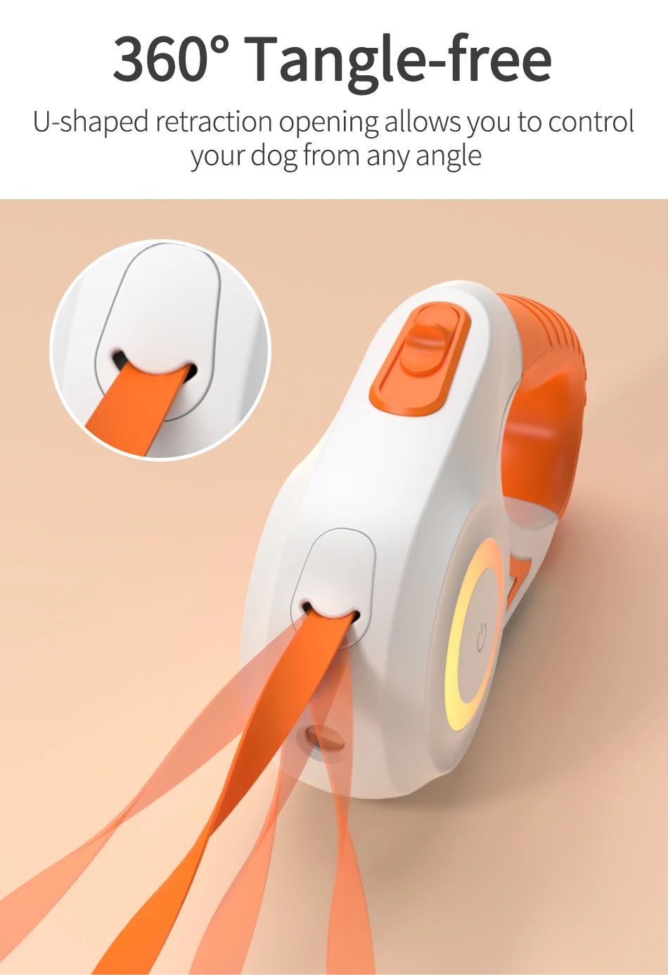 ROJECO 3M Retractable Dog Leash Roulette with LED Light Luminous Pets Leash for Puppy Dogs Outdoor Walking Running Traction Rope
