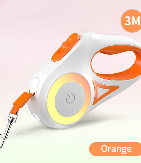 ROJECO 3M Retractable Dog Leash Roulette with LED Light Luminous Pets Leash for Puppy Dogs Outdoor Walking Running Traction Rope