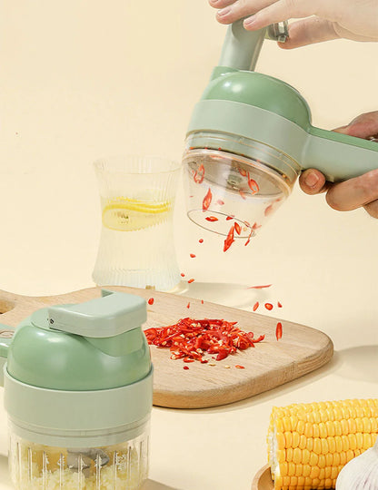 4 In 1 Vegetable Cutter Multifunctional Handheld Electric Wireless Chop Garlic Mash Minced Slice Onion Cutting Cooking Gadget